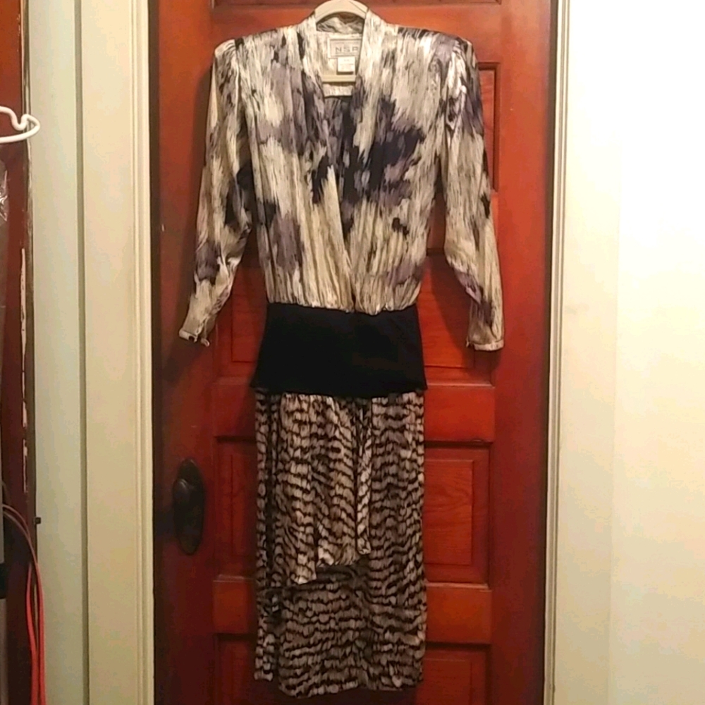 Vintage Black/Beige/Tan Dress